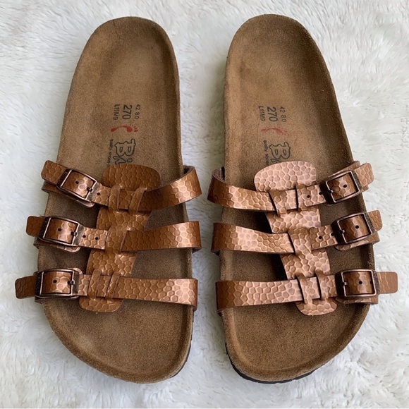 Birkis by Birkenstock Women's 260 Copper Xenia Brown Sandals Size L11 M9 - Picture 1 of 13